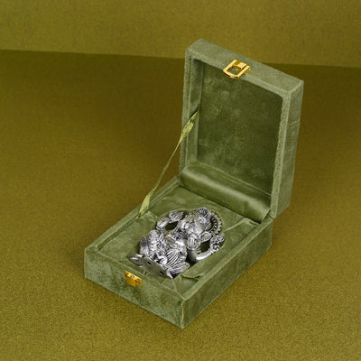 SABERA Divine Silver-Plated Ganesh Ji Idol on Lotus