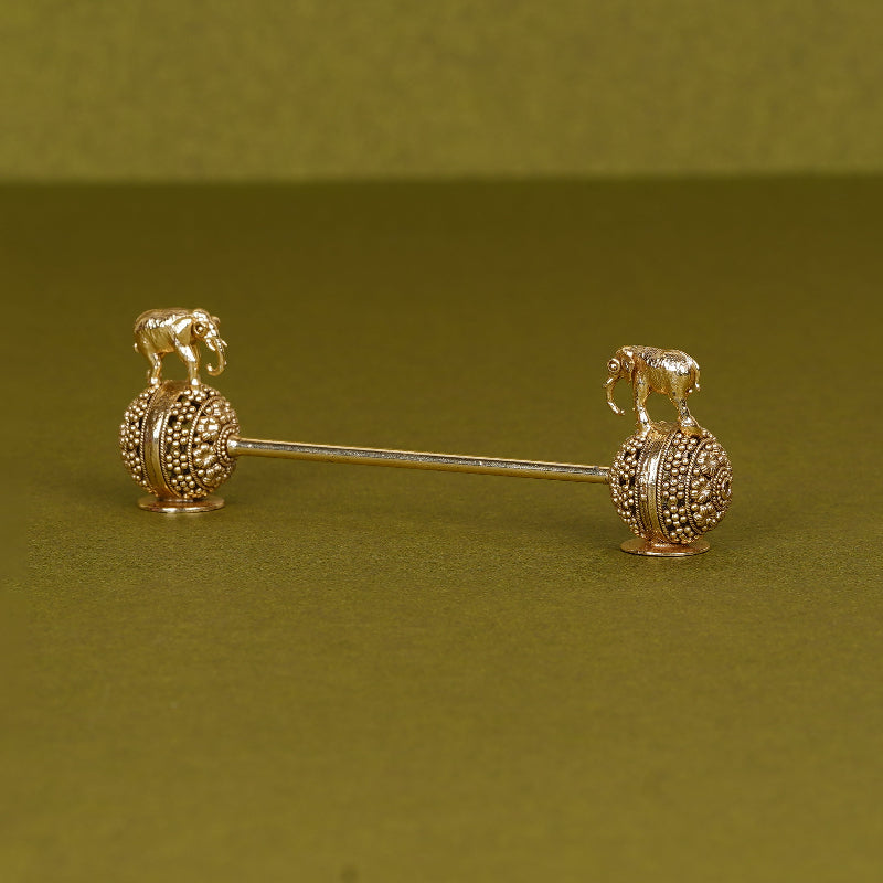 SABERA Twin Elephant Spoon Rest on Handcrafted Ball Gold