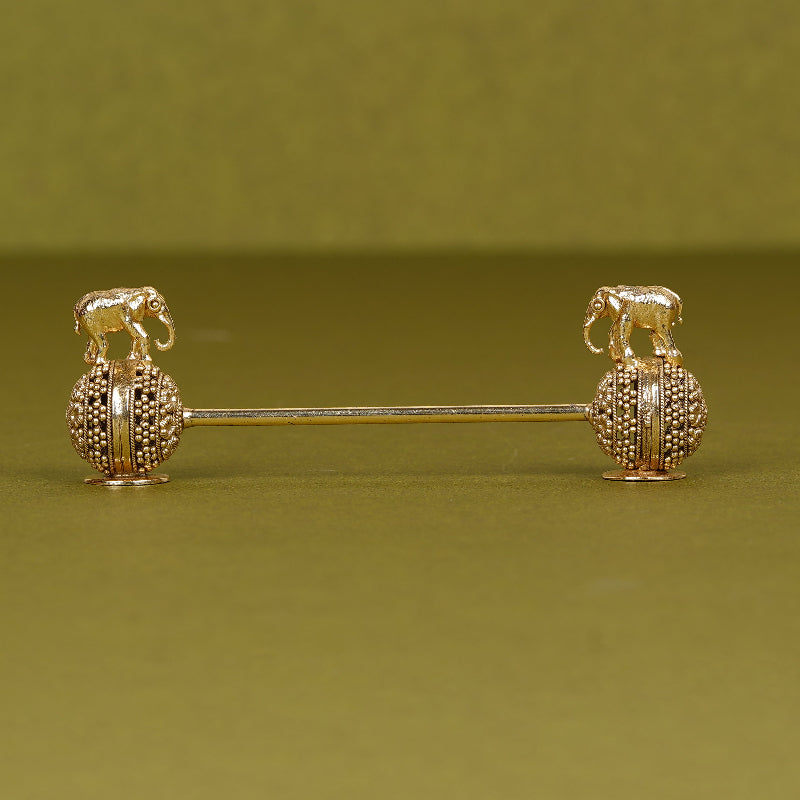 SABERA Twin Elephant Spoon Rest on Handcrafted Ball Gold