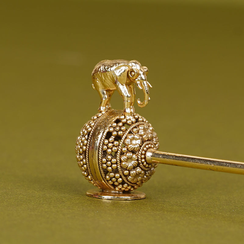 SABERA Twin Elephant Spoon Rest on Handcrafted Ball Gold