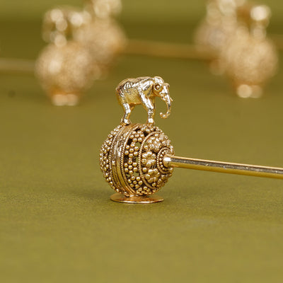 SABERA Twin Elephant Spoon Rest on Handcrafted Ball Gold
