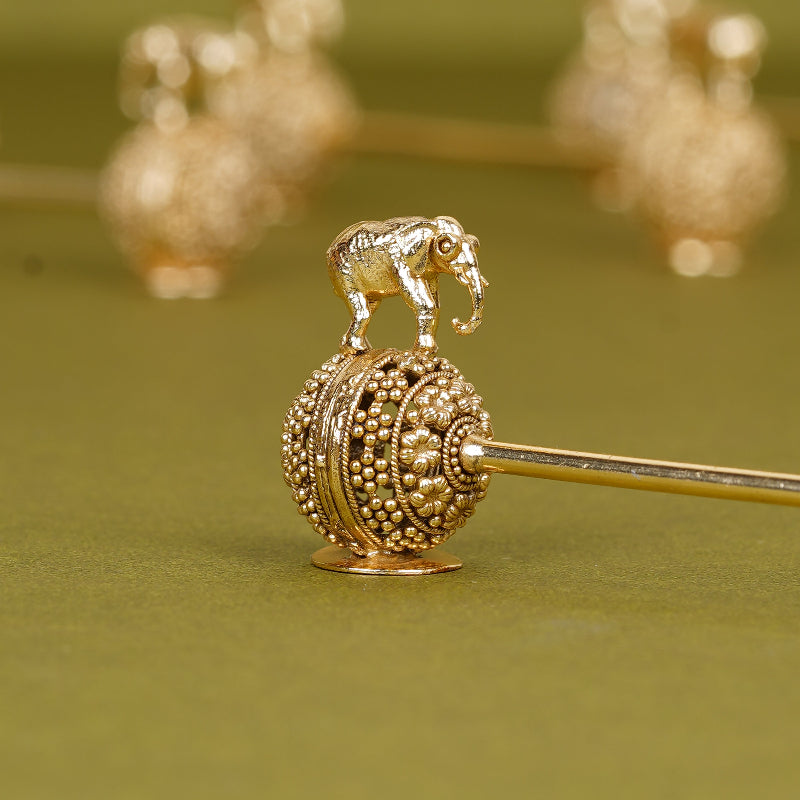 SABERA Twin Elephant Spoon Rest on Handcrafted Ball Gold