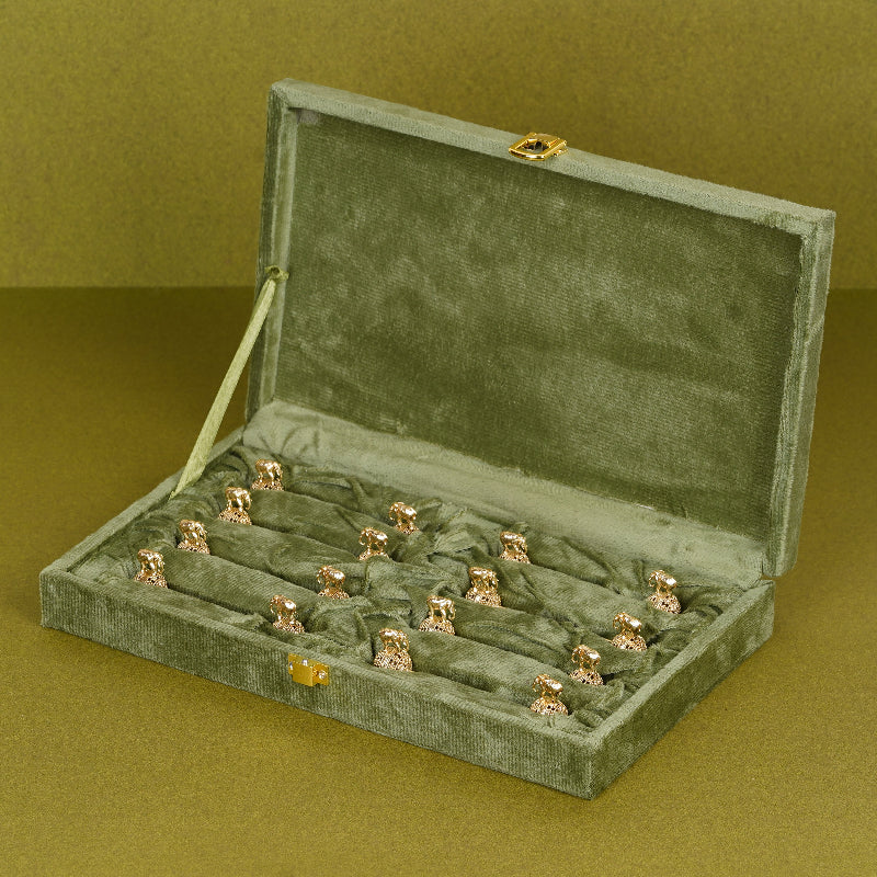 SABERA Twin Elephant Spoon Rest on Handcrafted Ball Gold