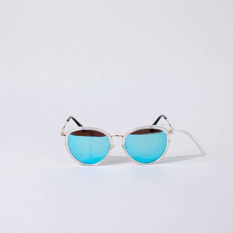 Poised Cat-Eye Clear Frame Mirror Sunglass Eyewear ERL   