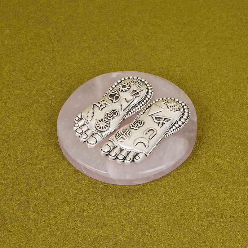 SABERA Lakshmi Charan – Set On Elegant Rosequartz Stone Silver