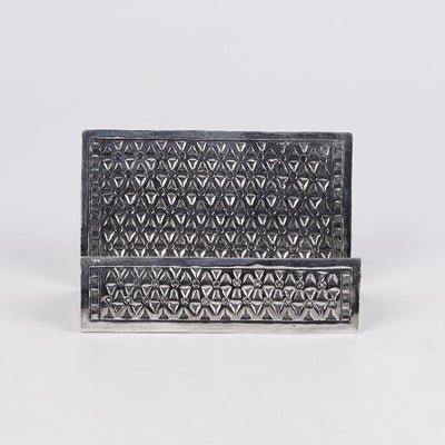 SABERA Silver Plated Geometrical Design Visiting Card Holder