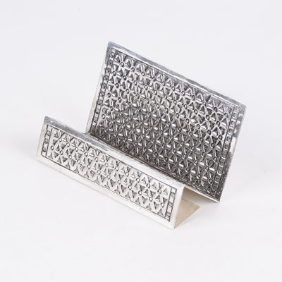 SABERA Silver Plated Geometrical Design Visiting Card Holder