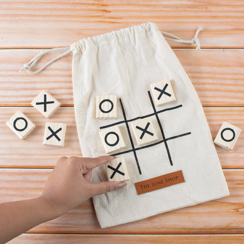 Wooden Tic-Tac-Toe Game (With Drawstring Pouch) Party Games June Trading   