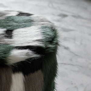 Monochrome Patchwork Faux Fur Ottoman Ottoman June Trading   