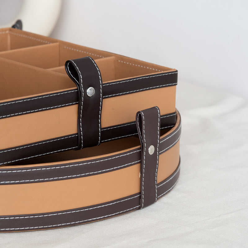 Caramel Brown Vegan Leather Storage Home Organizers Desk Organisers June Trading   