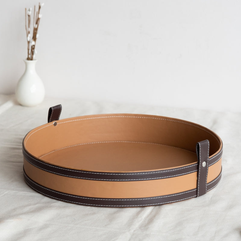 Caramel Brown Vegan Leather Storage Home Organizers Desk Organisers June Trading Toiletries Tray  