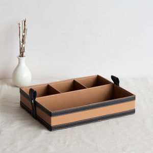 Caramel Brown Vegan Leather Storage Home Organizers Desk Organisers June Trading Desk Organizer  