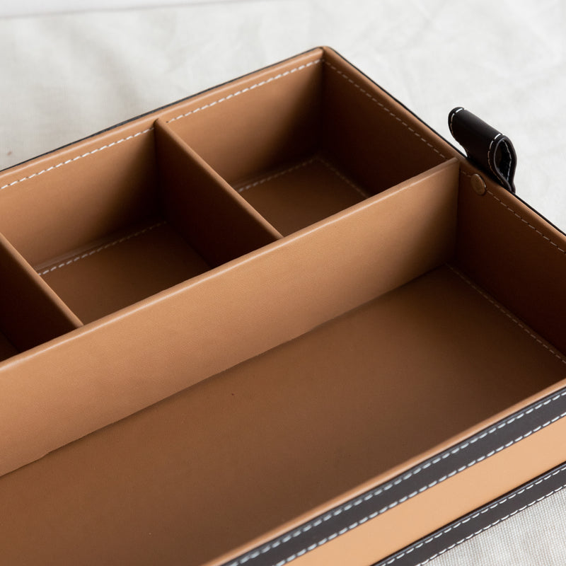 Caramel Brown Vegan Leather Storage Home Organizers Desk Organisers June Trading   