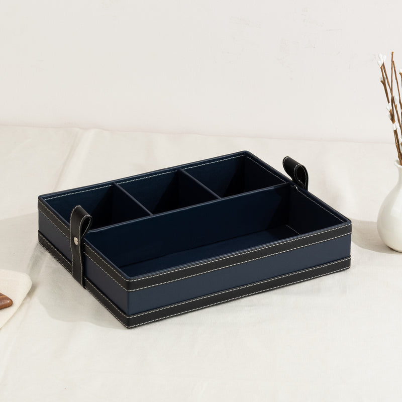 Midnight Blue Vegan Leather Storage Home Organizers Desk Organisers June Trading Desk Organizer  