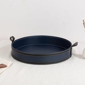 Midnight Blue Vegan Leather Storage Home Organizers Desk Organisers June Trading Toiletries Tray  