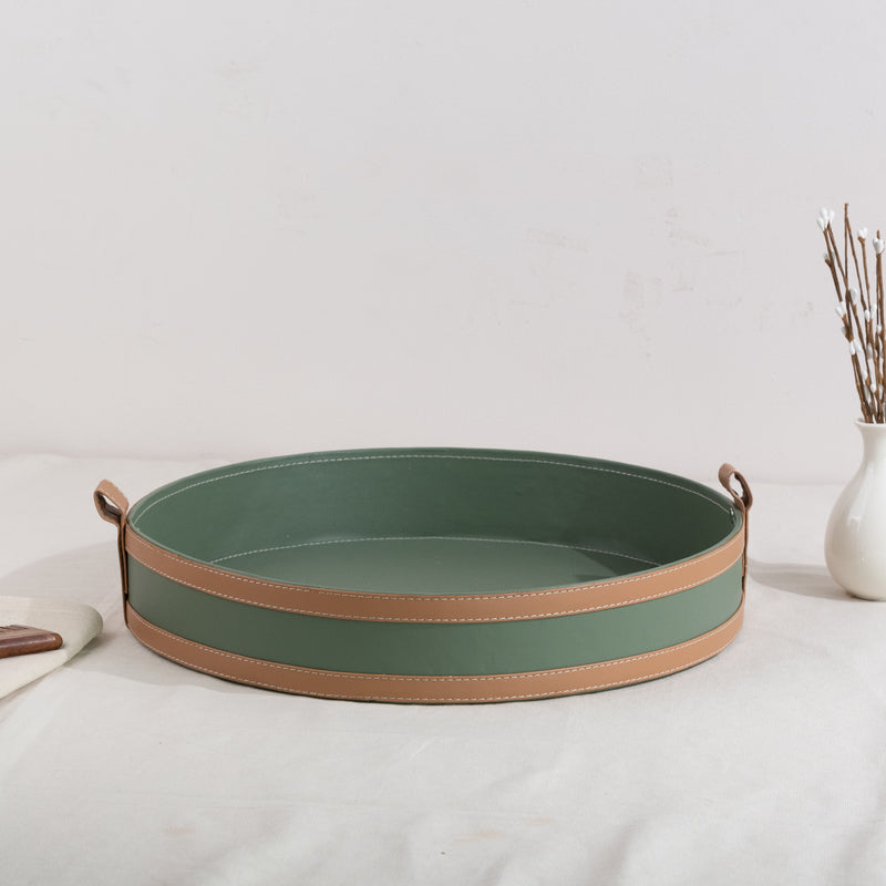 Elegant Emerald Vegan Leather Storage Home Organizers Desk Organisers June Trading Toiletries Tray  