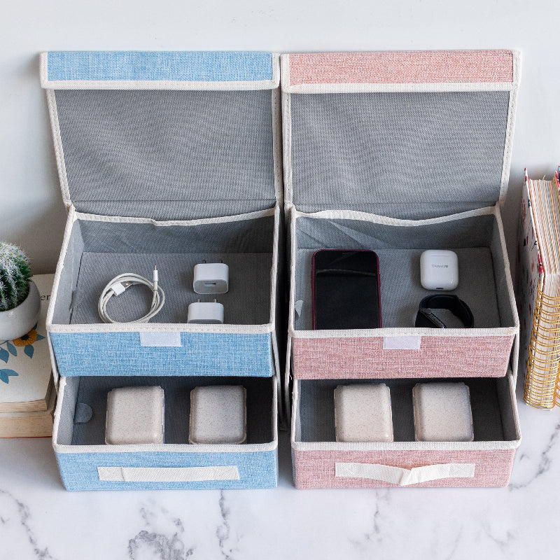 Pastel Two-Shelves Foldable Storage Organizer Basic Organisers ERL   