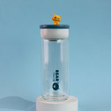 Teddy Ensembled On Top Transparent Glass Water Bottle Bottles June Trading Neon Blue  
