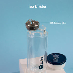 Teddy Ensembled On Top Transparent Glass Water Bottle Bottles June Trading   