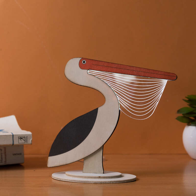 Proud Pelican Wooden Acrylic 3D Light