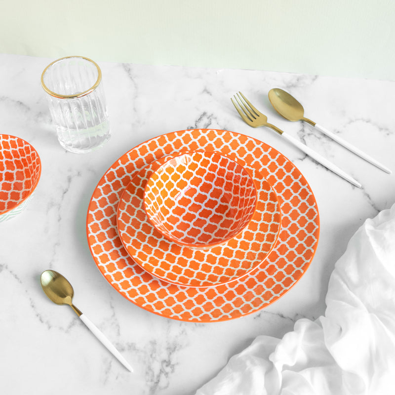 Sunset Orange Pattern Moroccan Bowl Bowls June Trading   