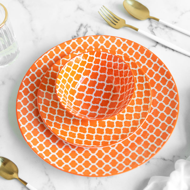 Sunset Orange Pattern Moroccan Bowl Bowls June Trading   