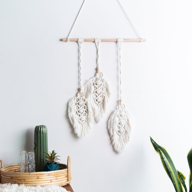 Feather Macrame Handmade Wall Hanging With Lights