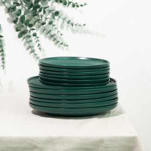 Matte Texture Ceramic 12 Pieces Dinnerware Set - Forest Green Dinner Sets June Trading   