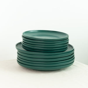 Matte Texture Ceramic 12 Pieces Dinnerware Set - Forest Green Dinner Sets June Trading   