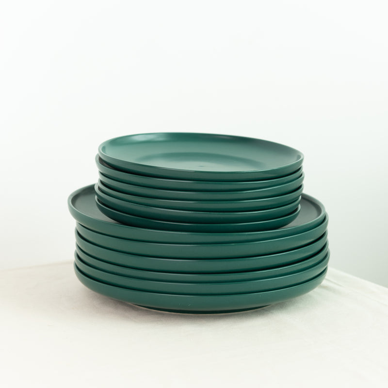 Matte Texture Ceramic 12 Pieces Dinnerware Set - Forest Green Dinner Sets June Trading   