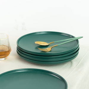 Matte Texture Ceramic 12 Pieces Dinnerware Set - Forest Green Dinner Sets June Trading   
