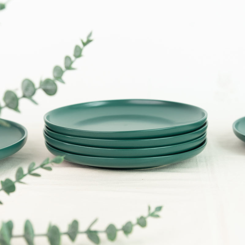 Matte Texture Ceramic Snack Plate - Forest Green (7 Inches) Starter Plates June Trading   