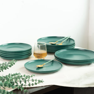 Matte Texture Ceramic 12 Pieces Dinnerware Set - Forest Green Dinner Sets June Trading   