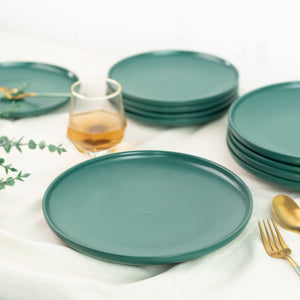 Matte Texture Ceramic 12 Pieces Dinnerware Set - Forest Green Dinner Sets June Trading   
