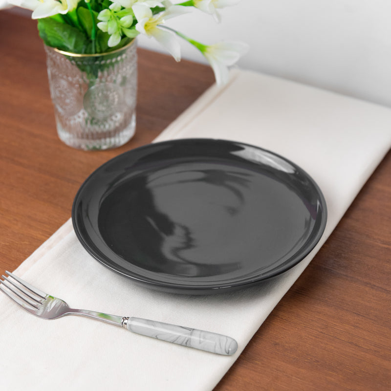 Glazed Ceramic Starter Plate - Coal Black (7 Inches)