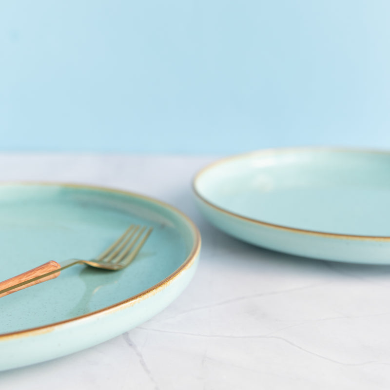 Luxury Aqua Gold Rimmed Dinner Plate Dinner Plates June Trading   
