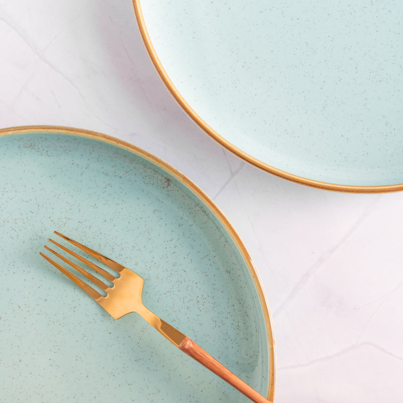 Luxury Aqua Gold Rimmed Dinner Plate Dinner Plates June Trading   