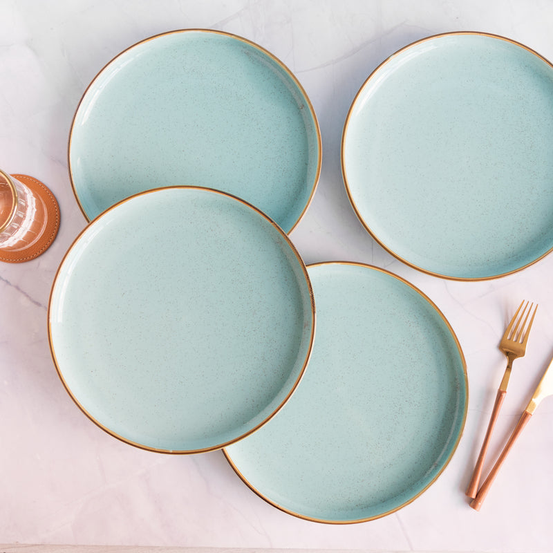 Luxury Aqua Gold Rimmed Dinner Plate Dinner Plates June Trading   