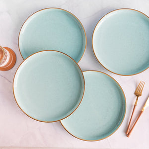 Luxury Aqua Gold Rimmed Dinner Plate Dinner Plates June Trading Set Of 4  