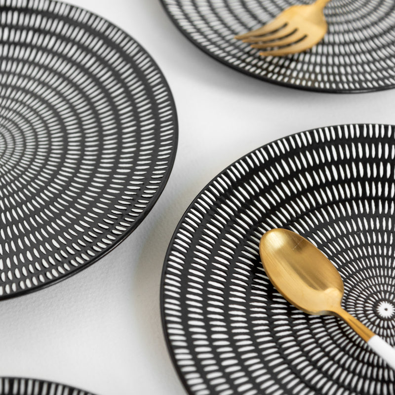 Black & White Textured Starter Plate Starter Plates June Trading Single Plate  