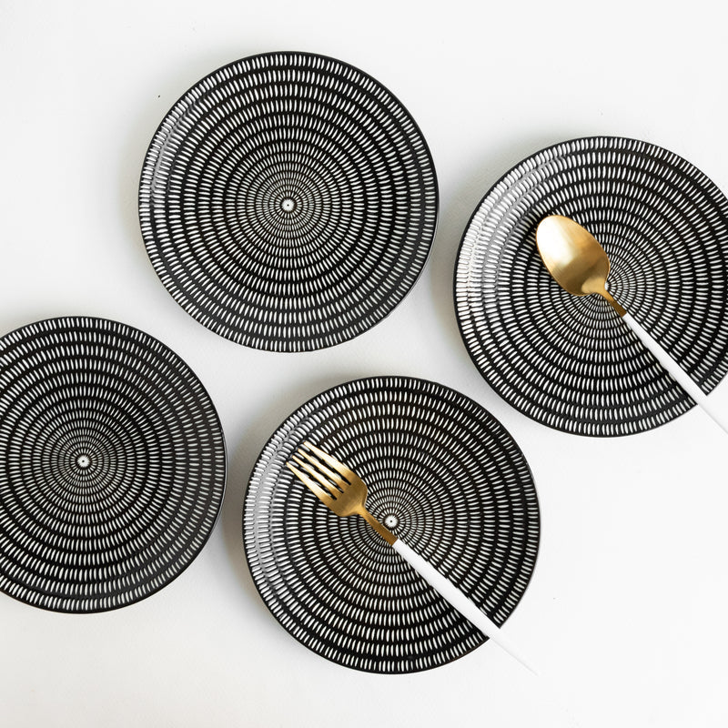 Black & White Textured Starter Plate Starter Plates June Trading Set Of 4  