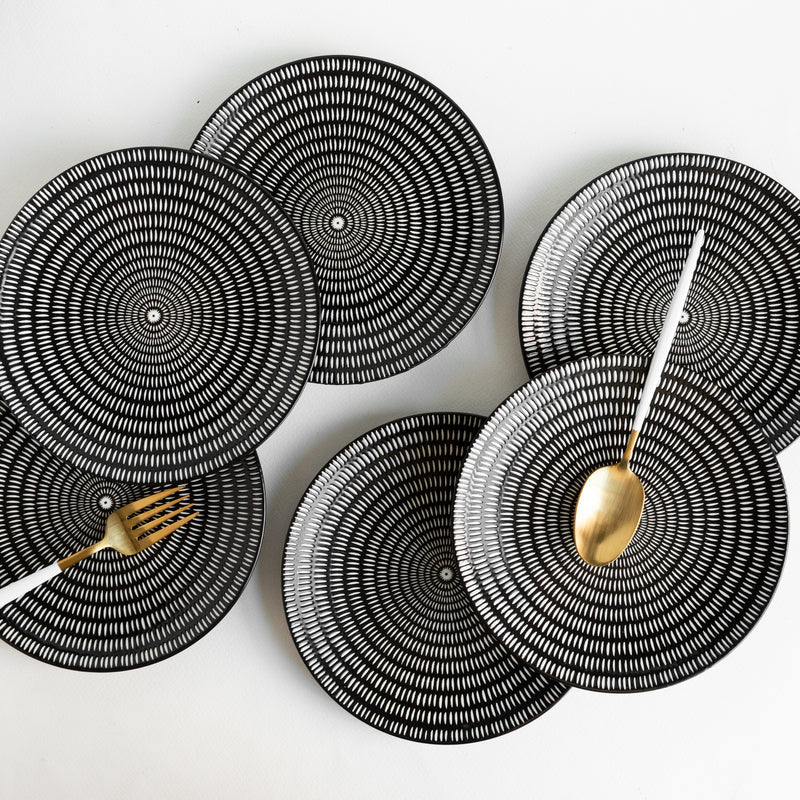 Black & White Textured Starter Plate Starter Plates June Trading Set Of 6  