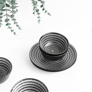 Sleek Textured Black & White Bowl Bowls June Trading   