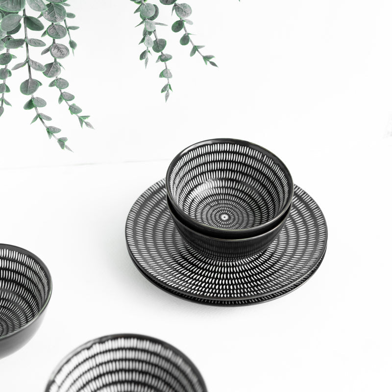 Sleek Textured Black & White Bowl Bowls June Trading   