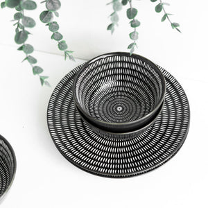 Sleek Textured Black & White Bowl Bowls June Trading   
