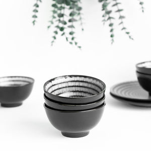 Sleek Textured Black & White Bowl Bowls June Trading Single Bowl  