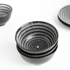 Sleek Textured Black & White Bowl Bowls June Trading   