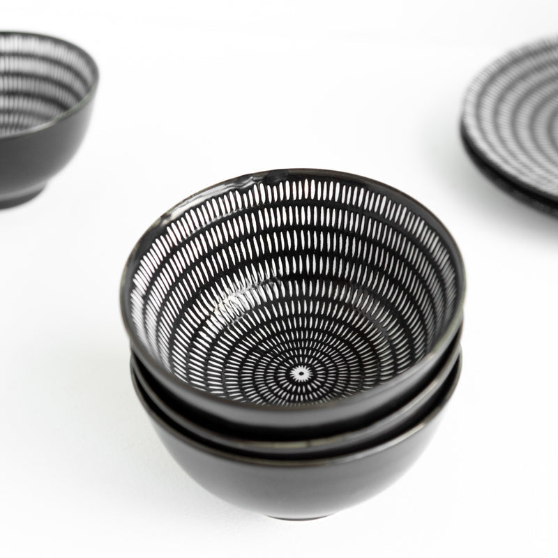 Sleek Textured Black & White Bowl Bowls June Trading   