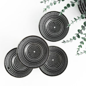 Sleek Textured Black & White Bowl Bowls June Trading Set Of 4  