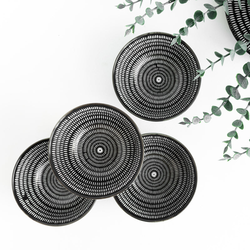 Sleek Textured Black & White Bowl Bowls June Trading Set Of 4  